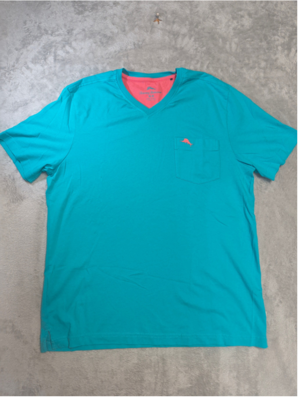 Men's Tommy Bahama Short Sleeve Pocket Tee, Turquoise & Coral, Size M